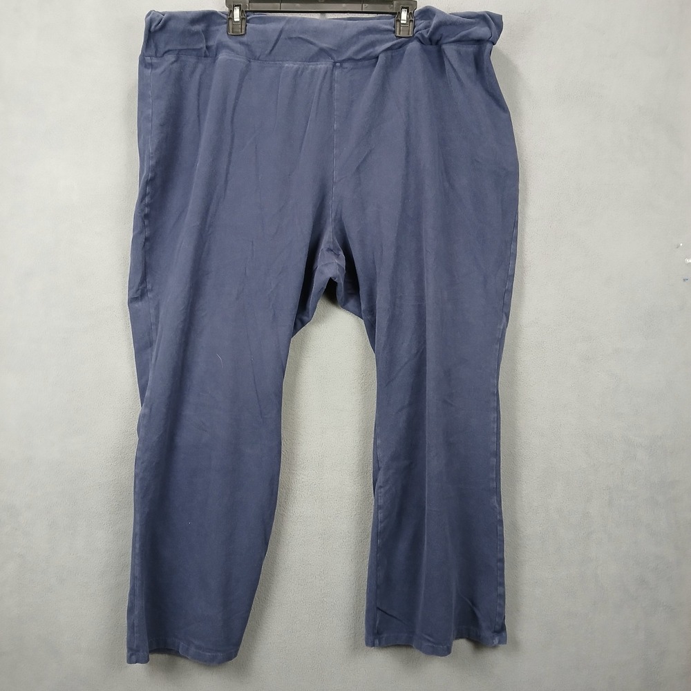 Roaman's Pants Womens 3X Blue Fleece Lined Elastic Waist Casual‎ Straight Leg